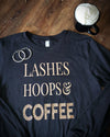 SALE - LASHES HOOPS & COFFEE LONG SLEEVE TEE